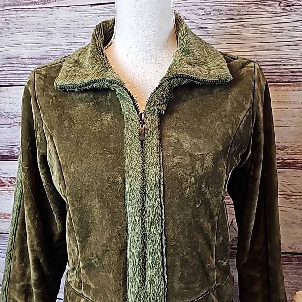 EFFECI ARMY GREEN VALOR AND FAUX FUR SHORT JACKET - Picture 2 of 15